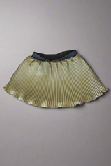 kids olive green pleated skirt with elastic waistband and lettuce hem