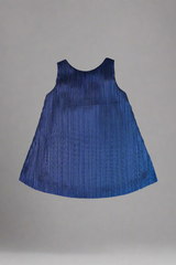 back view 1-line girls sleeveless dress in blue