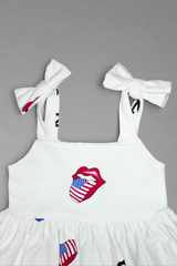 close up kids square neck dress with bow straps