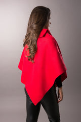 autumn red wide collar triangle poncho