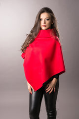 winter wide collar red triangle poncho