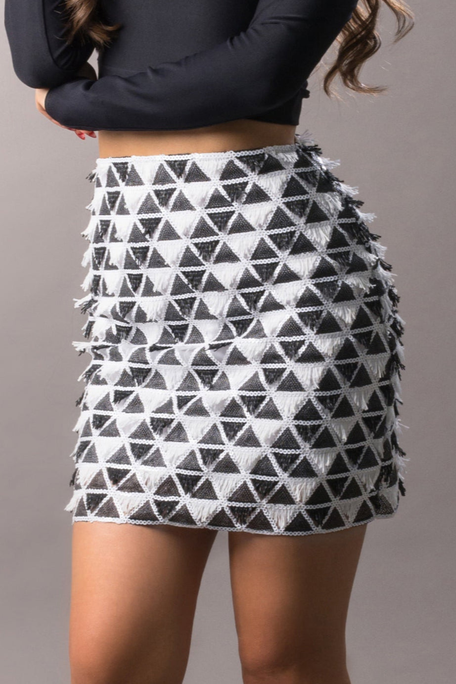 Close up A-line Black and White Skirt