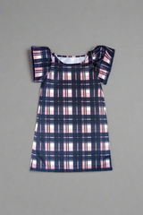 Kids dress black and pink plaid fabric