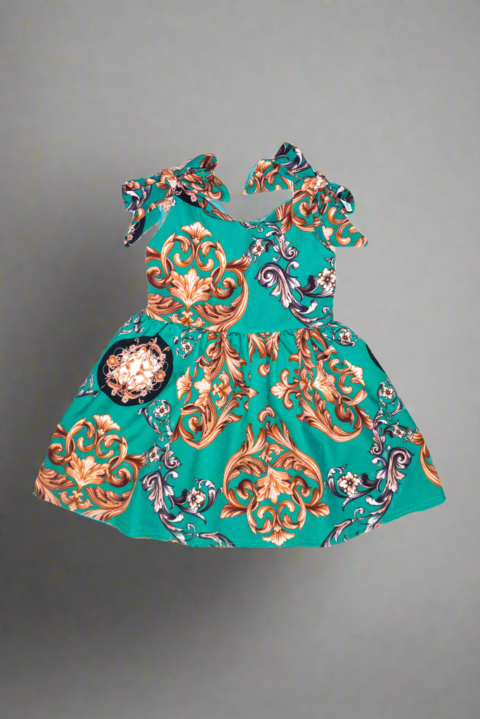 slim fit dress slacks Floral Smocked Green Silk Short Sleeve Baby Dress – Carriage Boutique main image 0