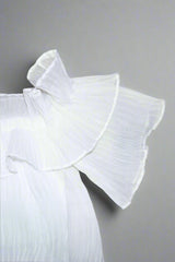 close up kids layered pleated off the shoulder sleeve