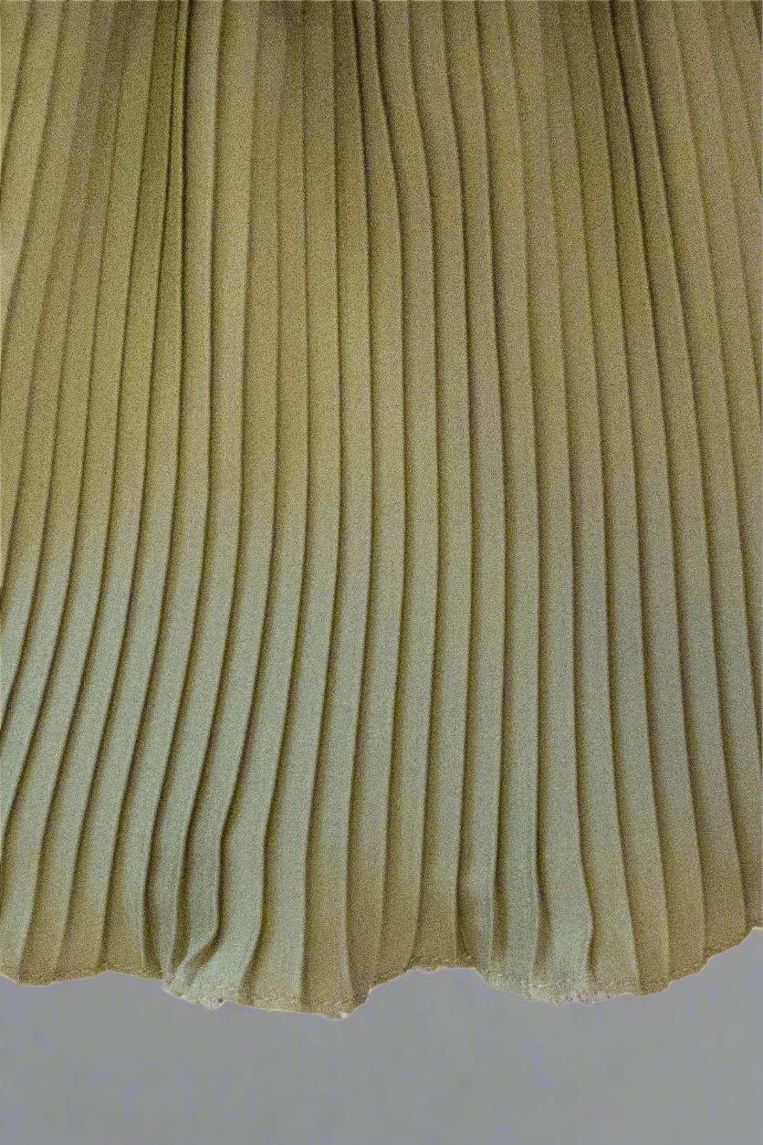close up lettuce hem kids olive green pleated skirt