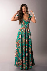 Green princess dress with tie straps